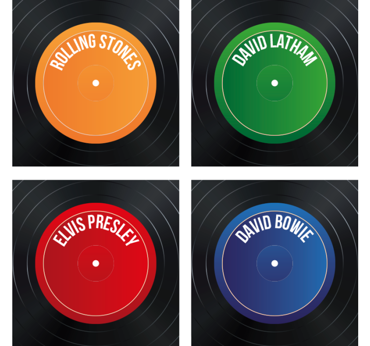 Geek coasters for vinyl record labels - TenStickers