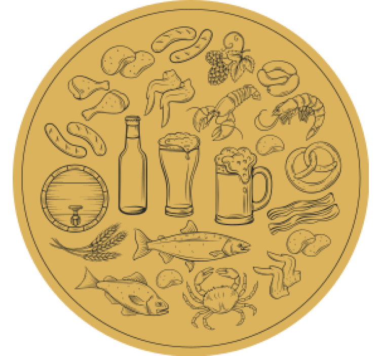 Beer mats with food and beverage symbols - TenStickers