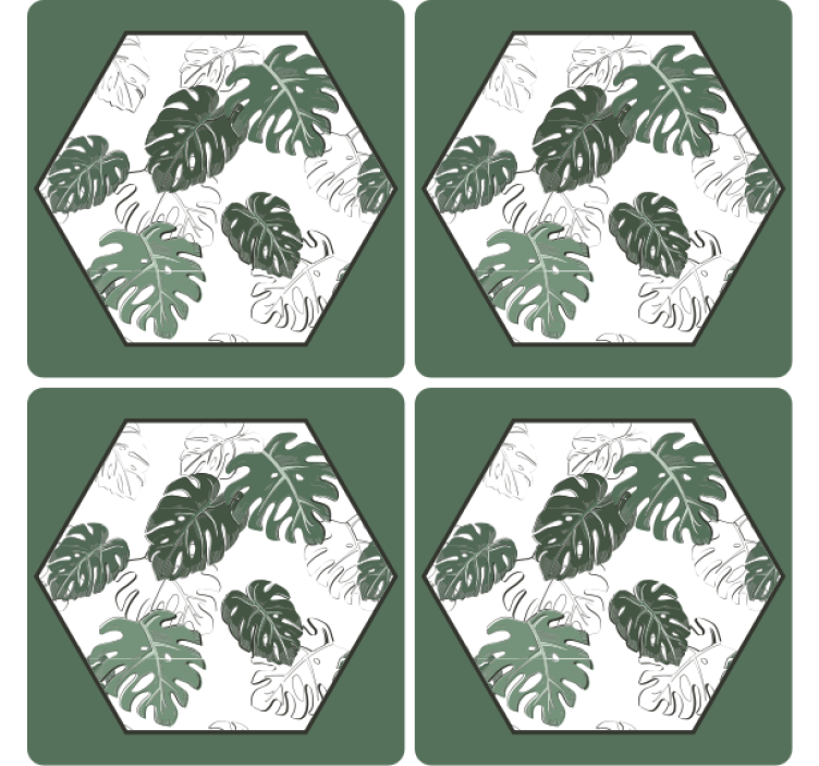 Hexagon monstera more coasters - TenStickers