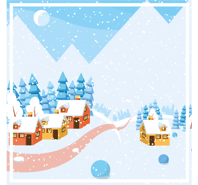 Christmas coasters snowy village landscape - TenStickers