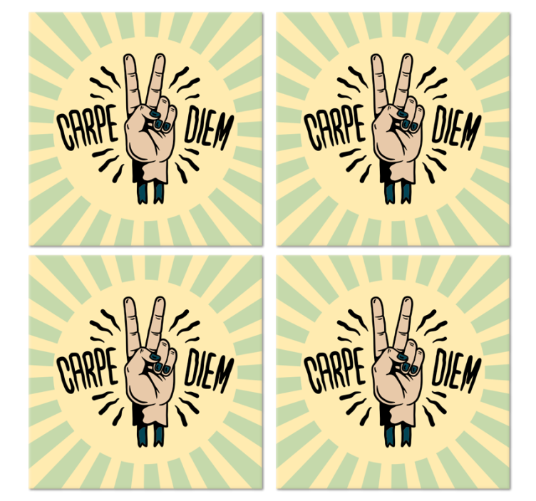 Text coasters peace hand gesture - TenStickers