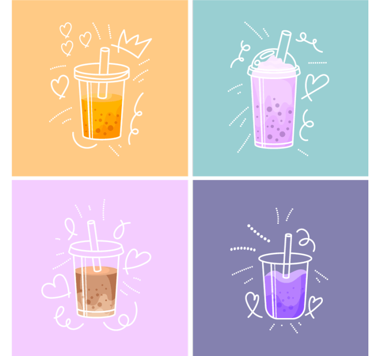 Modern coasters with vibrant drink designs - TenStickers