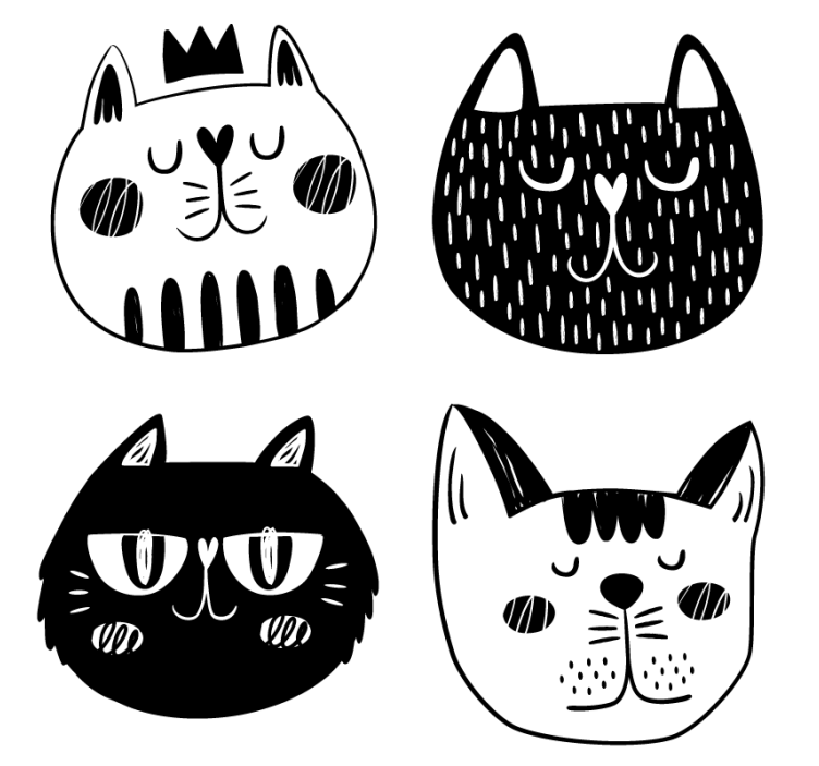 Geek coasters with playful cat designs - TenStickers