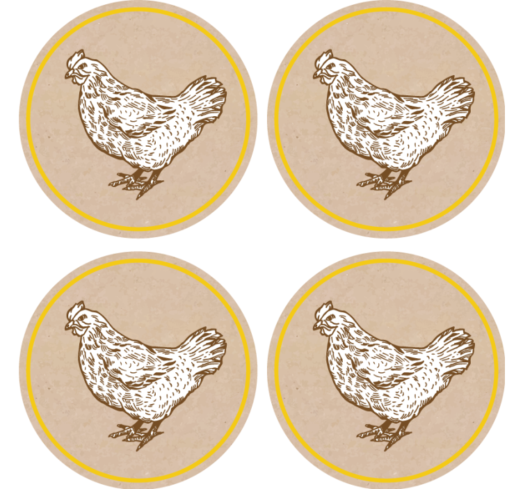Vintage coasters charming chicken design - TenStickers