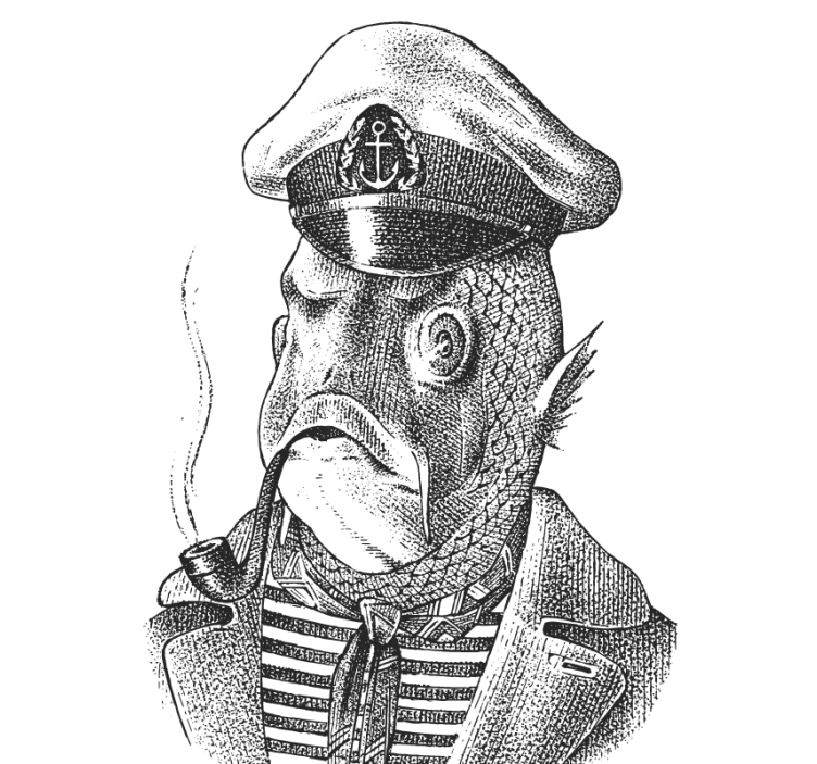 Geek coasters captain fish character - TenStickers