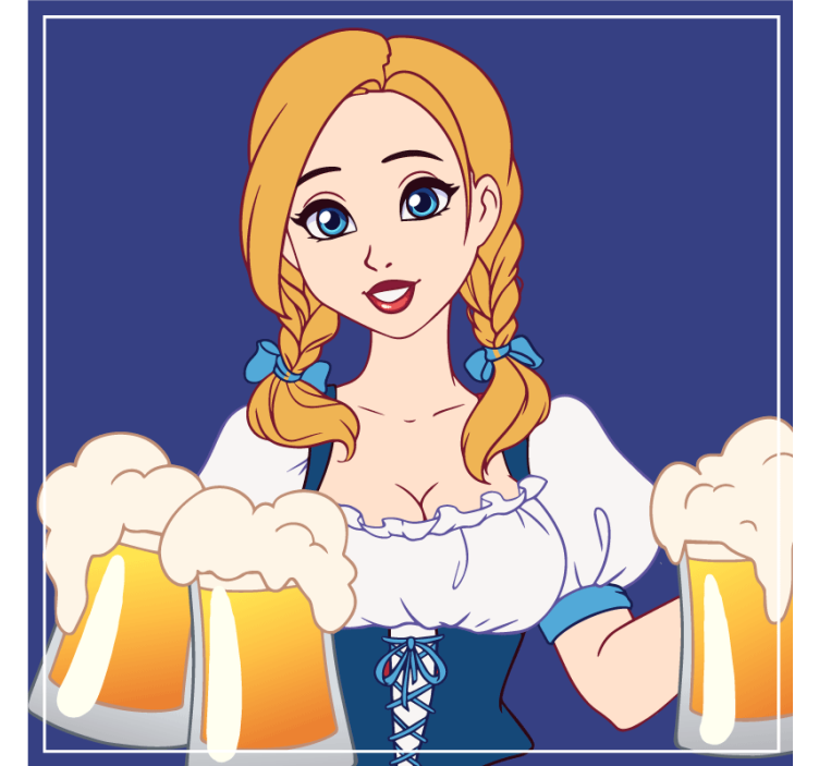 Beer mats cheerful bartender illustration - TenStickers
