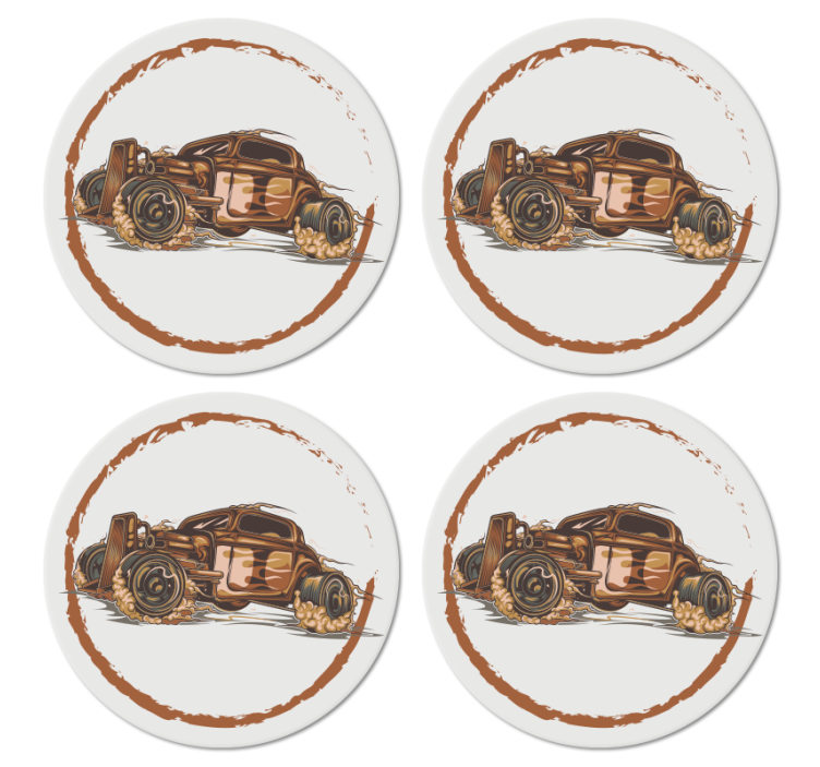 Vintage coasters classic race car illustration - TenStickers
