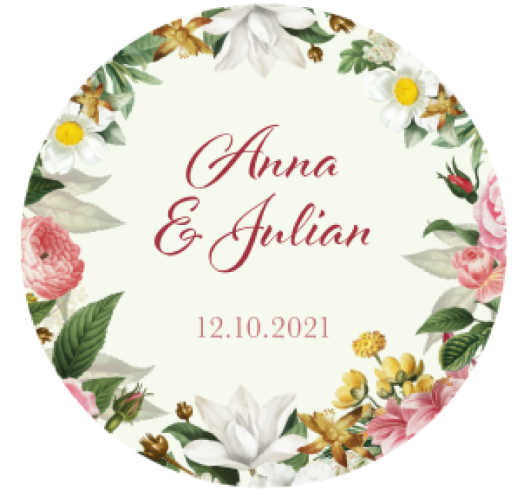 Floral wedding personalized wedding coasters - TenStickers