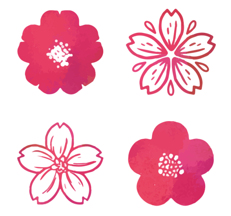 Red cherry blossom modern coaster - TenStickers