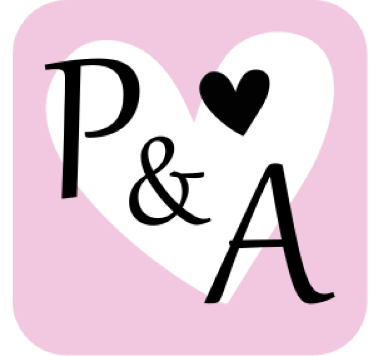 Wedding coasters with heart motif initials - TenStickers