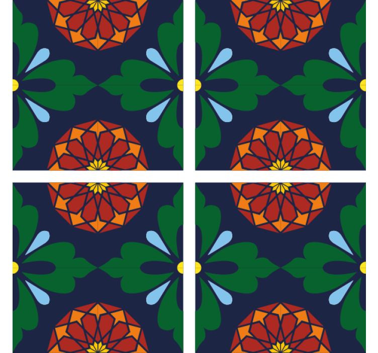 Tile coasters with lively floral design - TenStickers