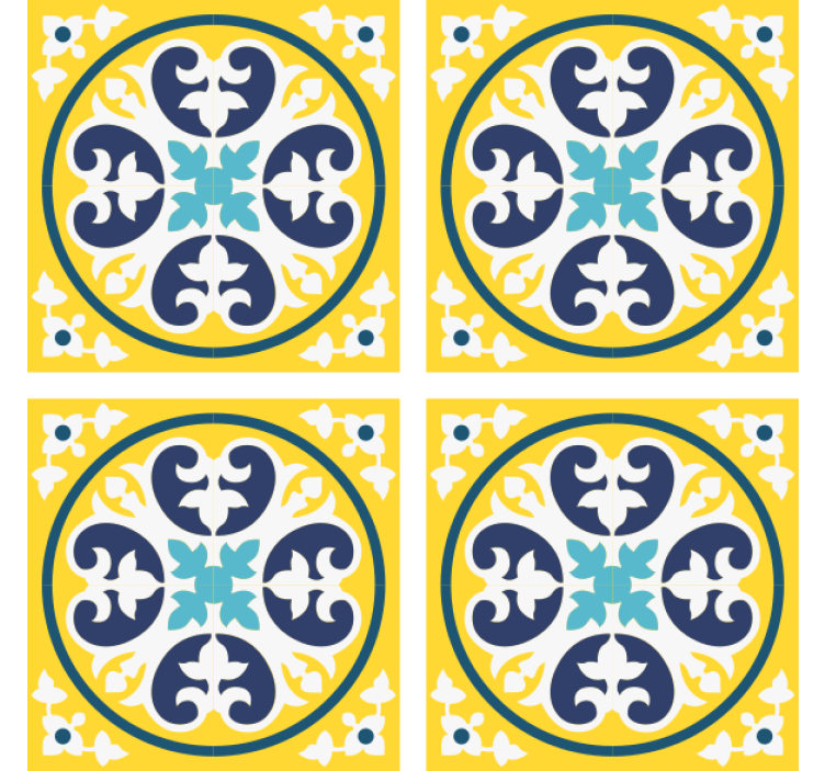 Floral pattern ceramic tile coasters - TenStickers