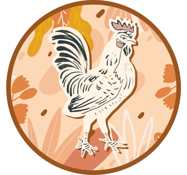 Geek coasters with stylized rooster design - TenStickers