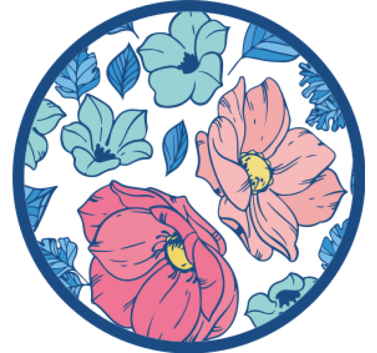 Modern coasters floral pattern circle - TenStickers