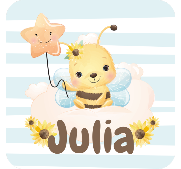 Personalised coasters cute bee with star - TenStickers
