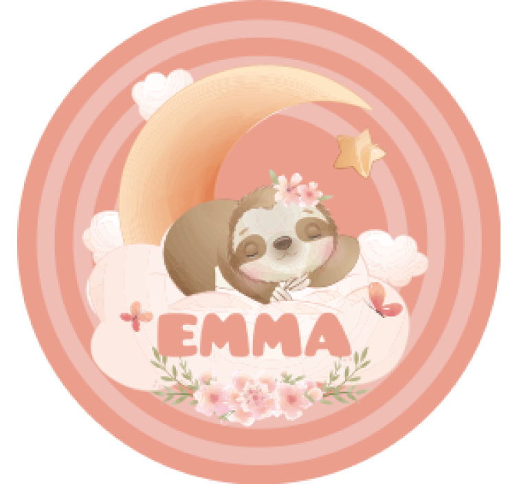 Personalised coasters sloth moon floral design - TenStickers