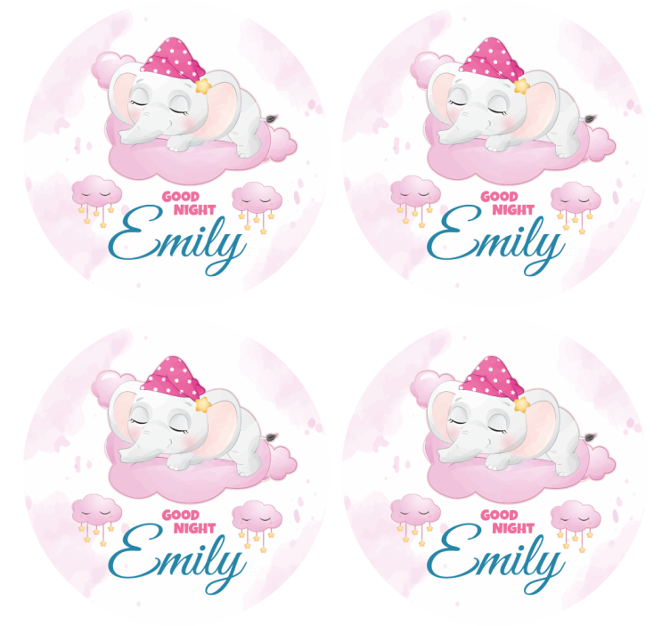 Cute elephant for girls personalised coasters - TenStickers