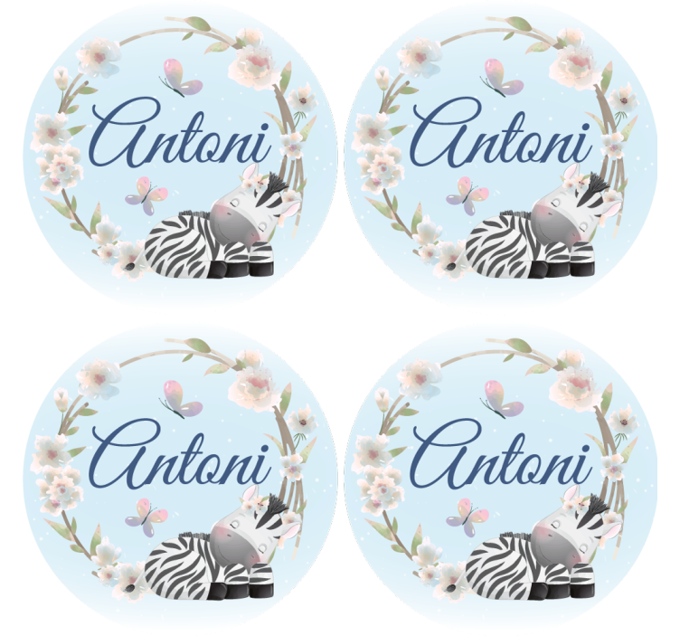 Personalised coasters personalized zebra design - TenStickers