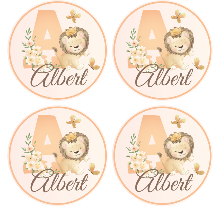 Personalised coasters whimsical lion design - TenStickers
