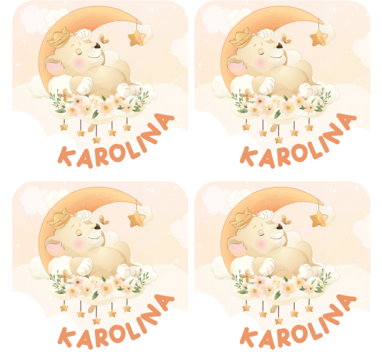 Personalised coasters sleeping bear with stars - TenStickers