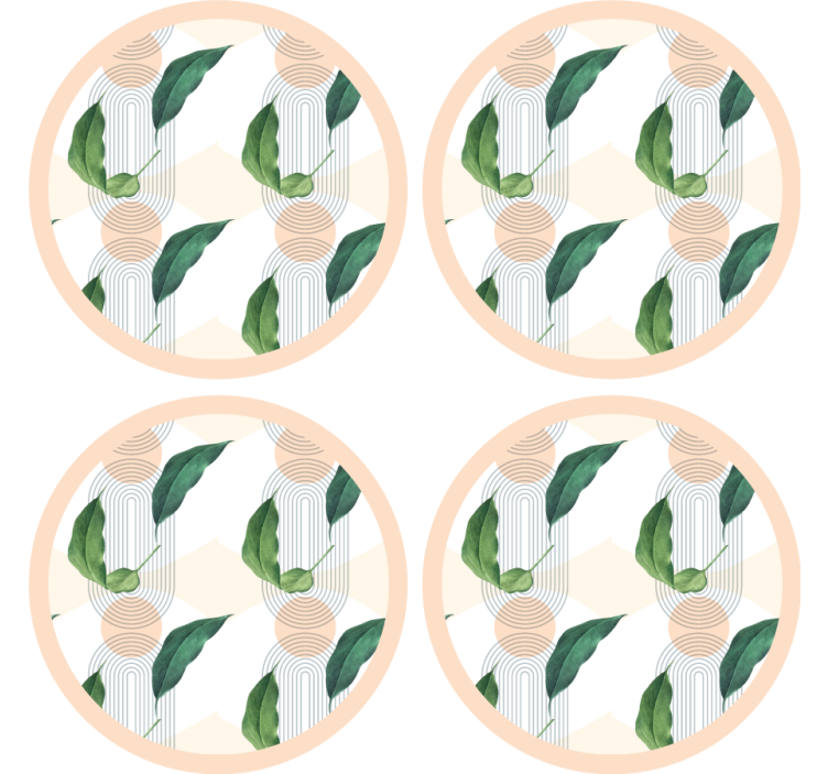Modern coasters leafy geometric design - TenStickers