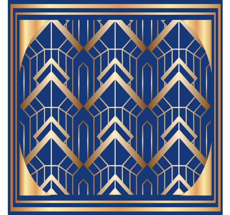 Modern coasters in geometric blue and gold pattern - TenStickers