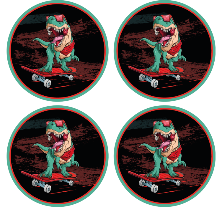 Geek coasters skateboarding dinosaur design - TenStickers