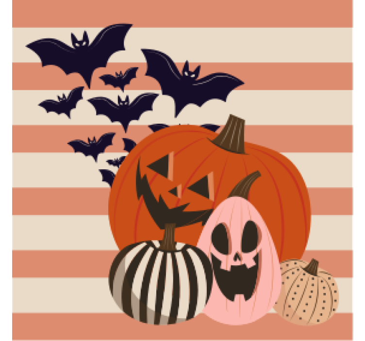 Halloween coaster pumpkin trio with bats - TenStickers