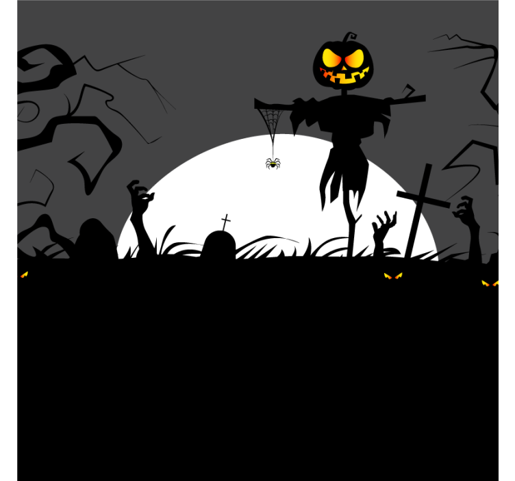 Graveyard with scary faces Halloween coaster - TenStickers