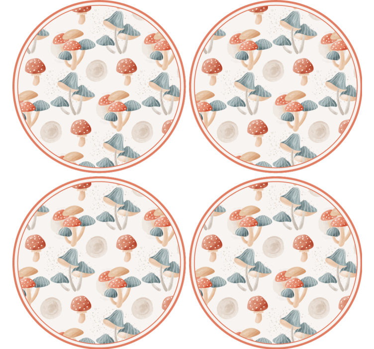 Geek coasters with colorful mushroom patterns - TenStickers