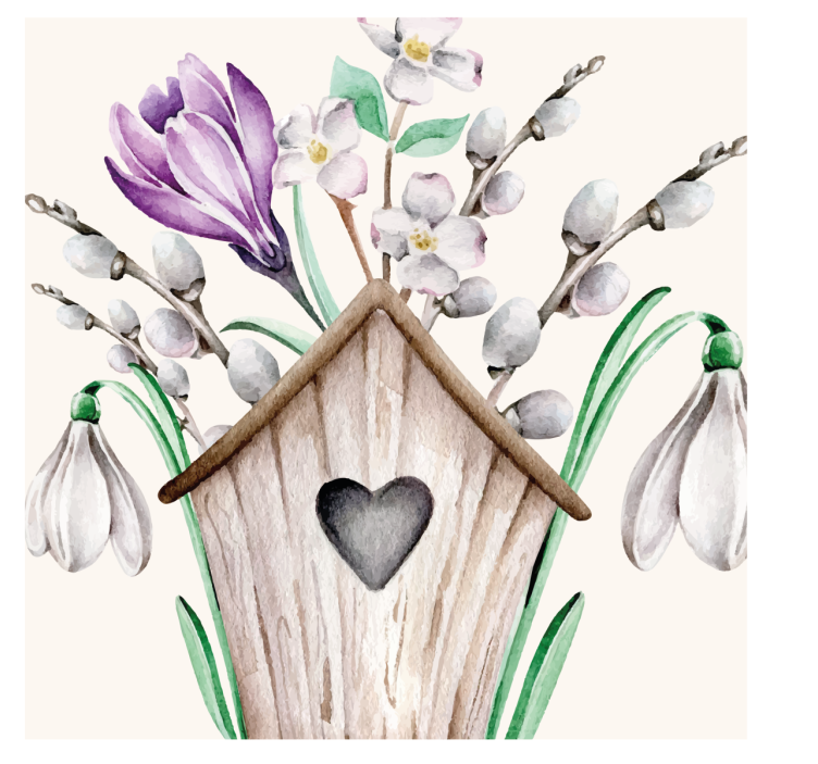 Wedding coasters wooden birdhouse floral design - TenStickers