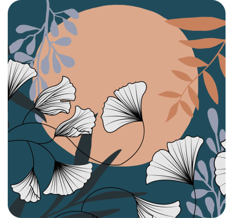 Modern coasters with floral ginkgo design - TenStickers
