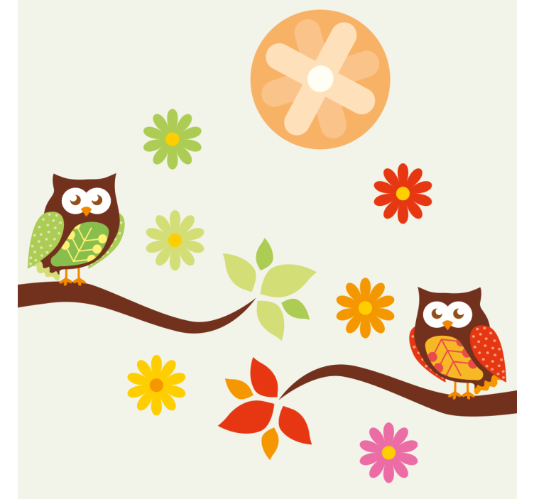 Geek coasters with colorful owls and flowers - TenStickers