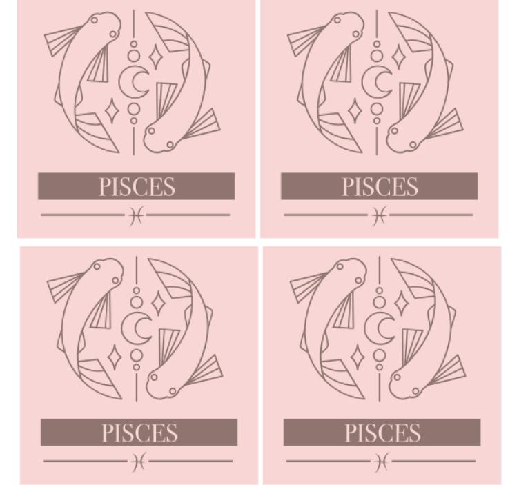Personalised coasters pisces zodiac fish symbol - TenStickers