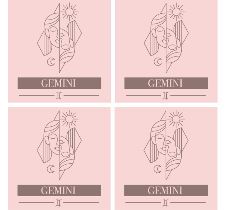 Text coasters dual faces zodiac - TenStickers