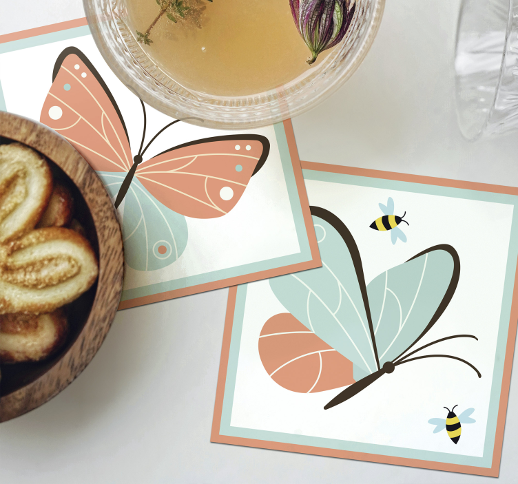 butterflies and bees butterfly coaster - TenStickers