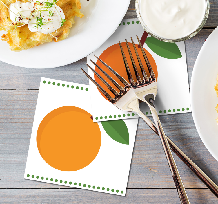 Cartoon art orange citrus coaster - TenStickers