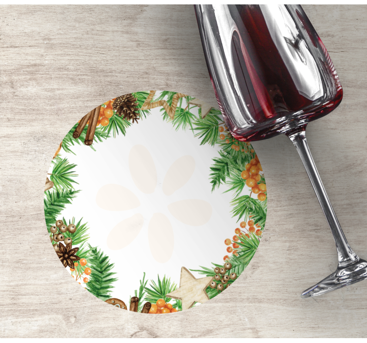Christmas wreath drink coaster - TenStickers