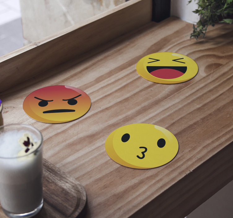 Emoticons geek drink coasters - TenStickers