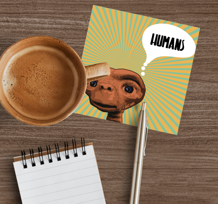 ET thinking about humans geek coasters - TenStickers