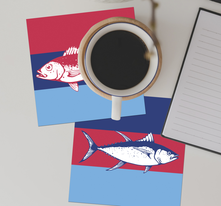Beautiful hand drawn fish coaster - TenStickers