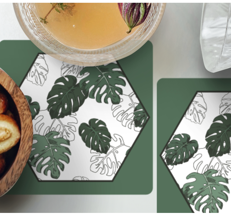 Hexagon monstera more coasters - TenStickers
