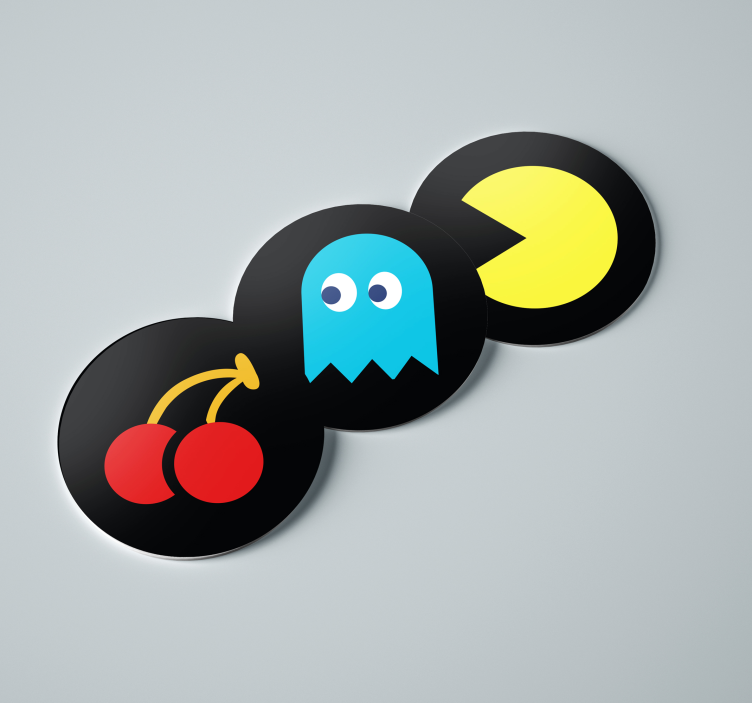 Pac Man game set geek coasters - TenStickers