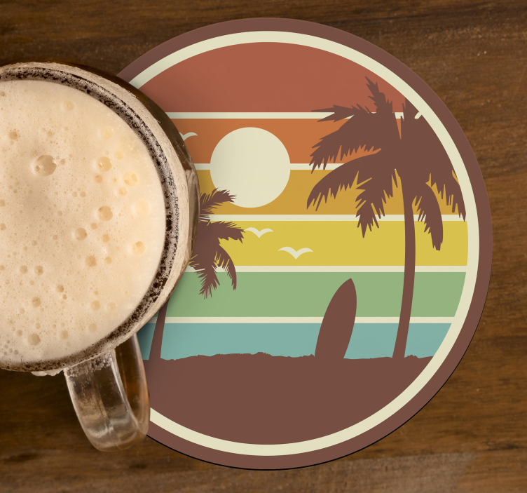 Retro surf beach landscape vintage coasters - TenStickers