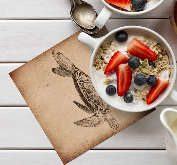 Sketch sea life turtle Illustration vintage coasters - TenStickers