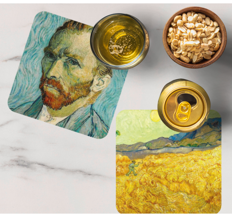 Vincent's Portrait & Sunflowers vintage coasters - TenStickers