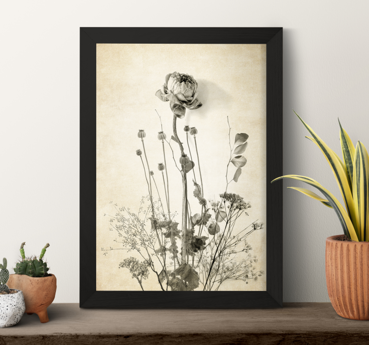 bouquet of flowers on beige background flower poster - TenStickers
