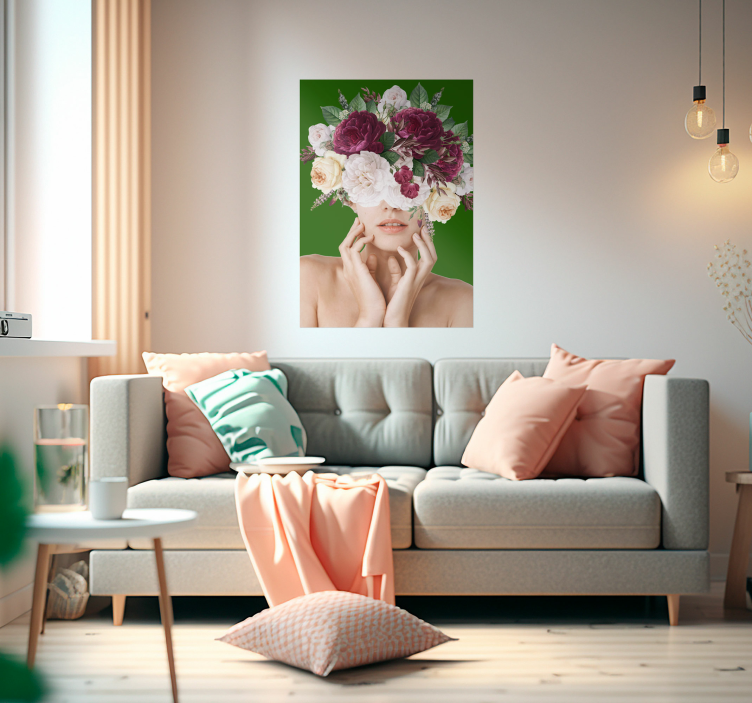 A woman who is fond of flowers. flower poster - TenStickers