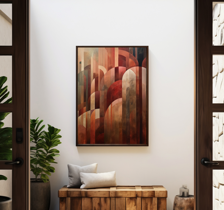 Red shapes Art Déco poster - TenStickers