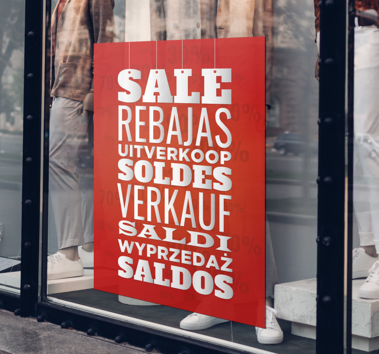 sale promo different languages poster - TenStickers